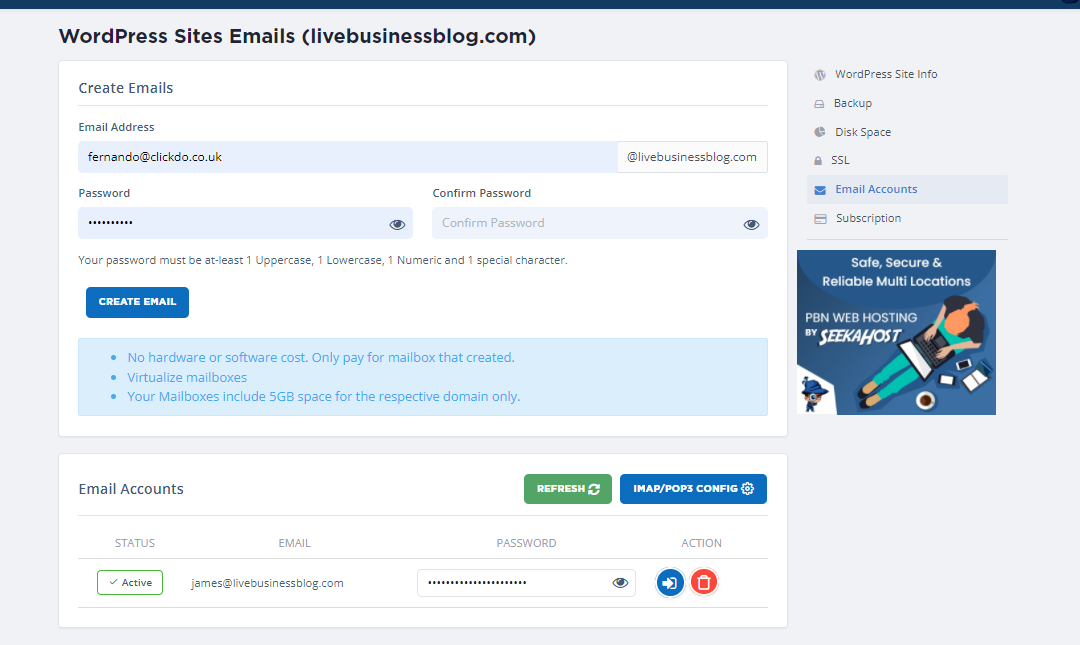 SeekaHost.app-email-hosting-control-panel-view
