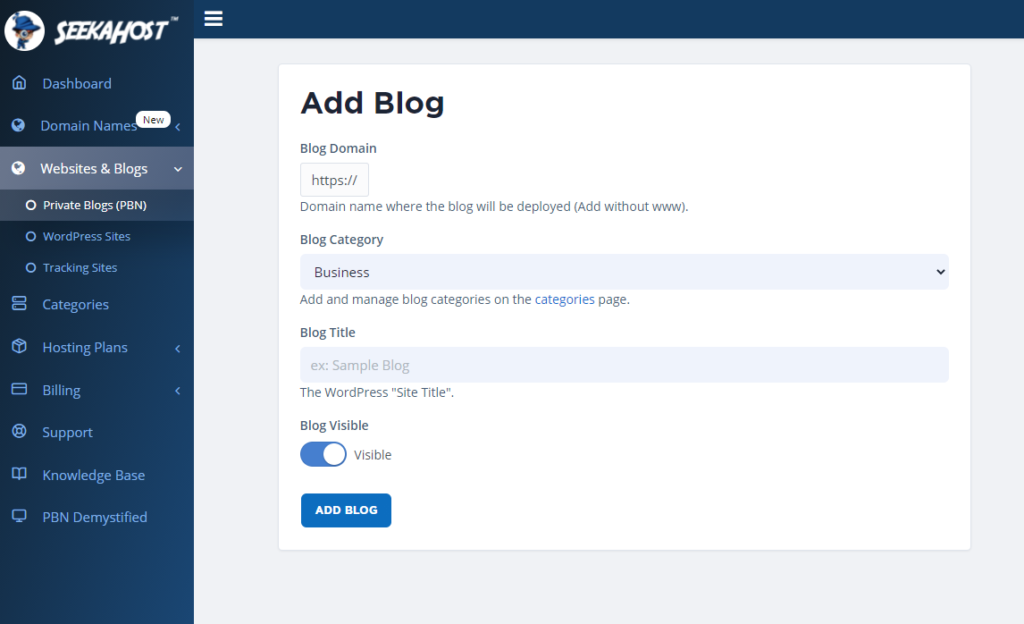 add-a-domain-to-create-a-blog-at-SeekaPanel