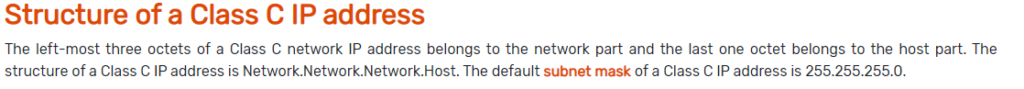 structure-of-Class-c-Ip-address