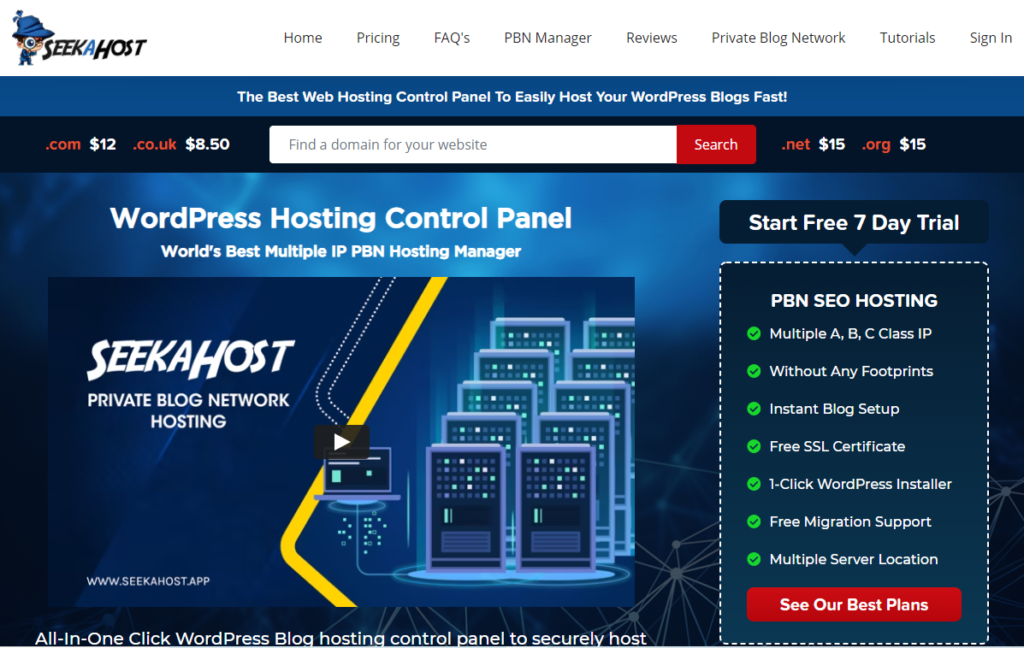 SeekaPanel-PBN-Hosting-Control-Panel