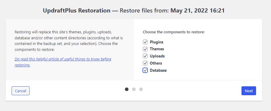 restore components