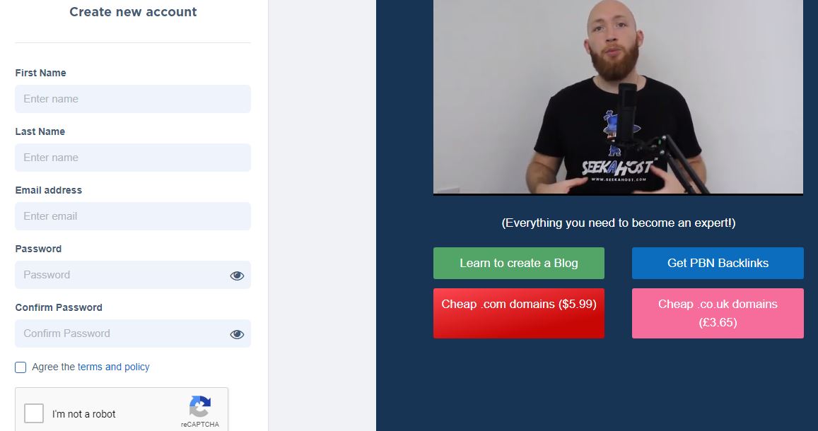 seekahost account reg