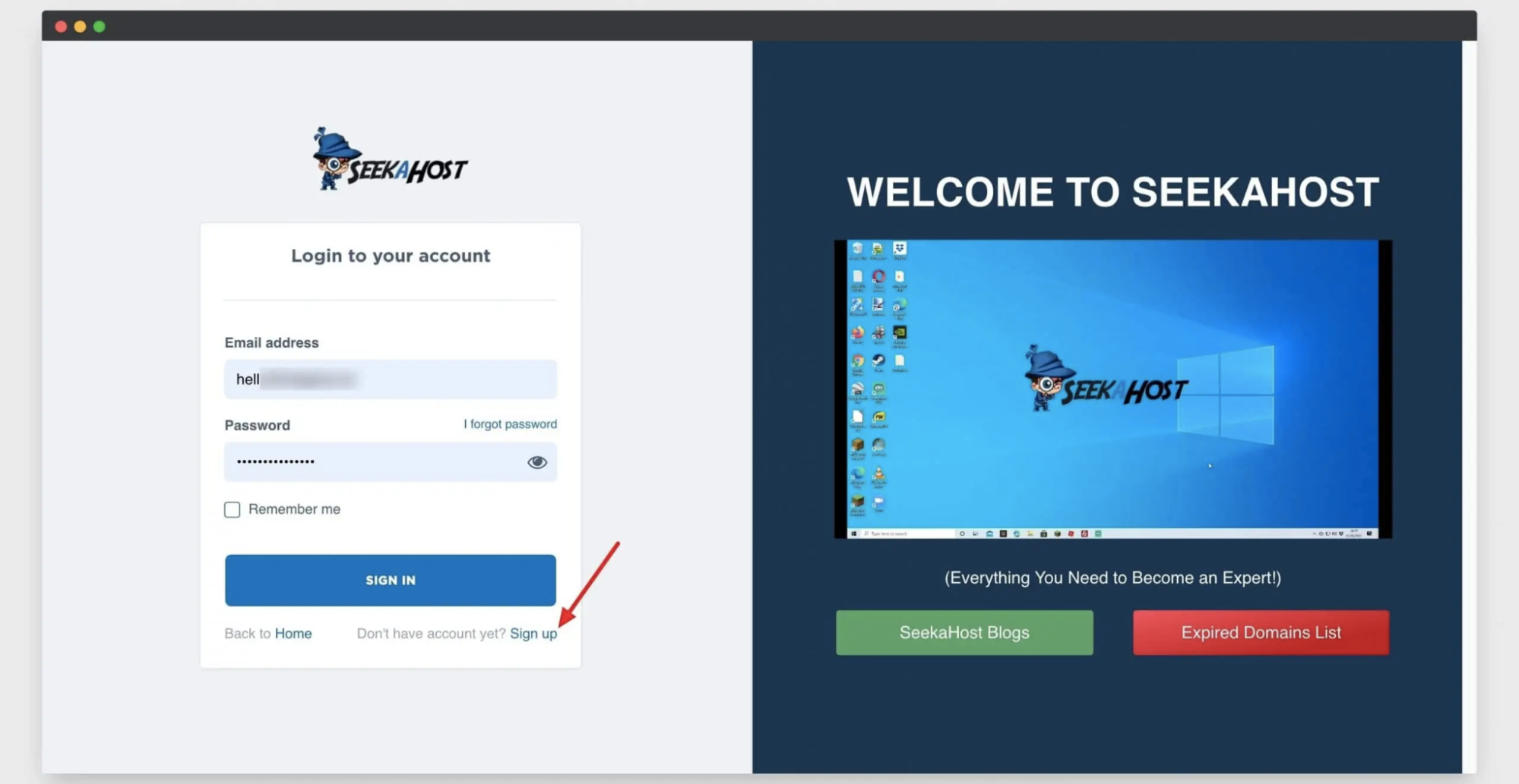 seekahost login