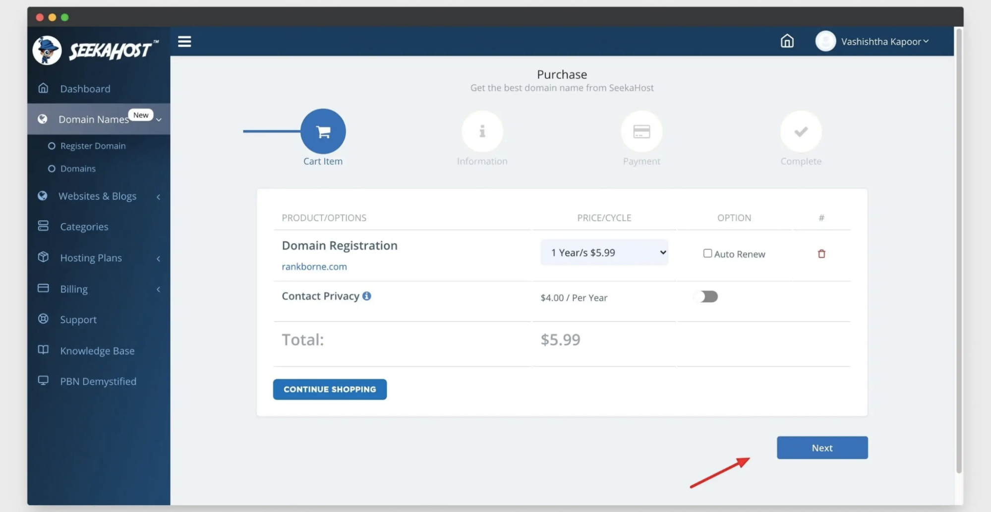 seekahost price confirm