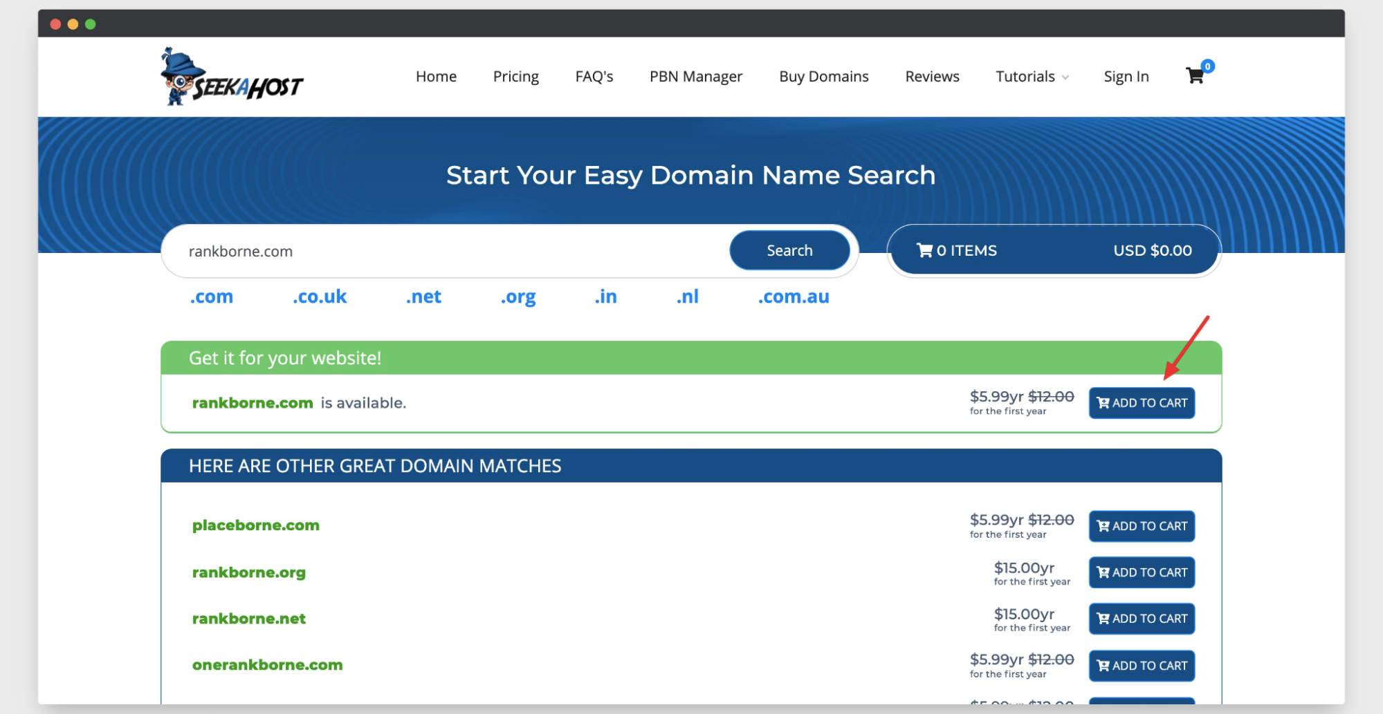 seekahost search domain