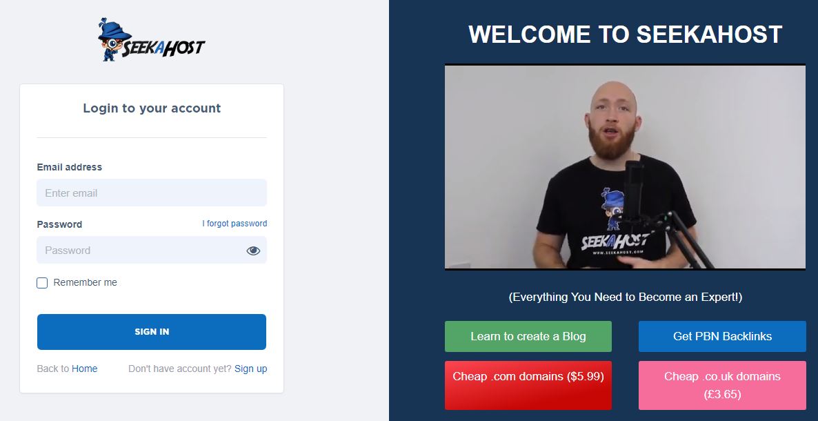 seekahost signup