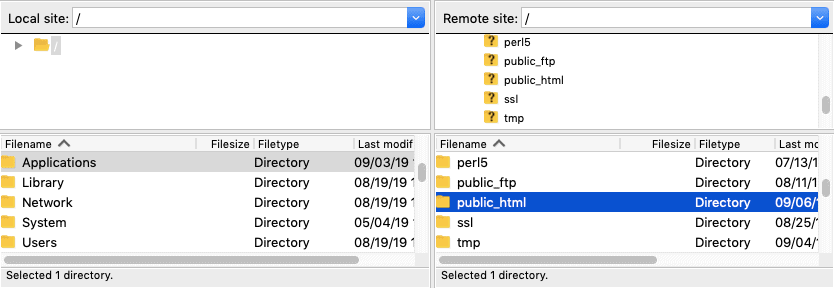 filezilla remote side