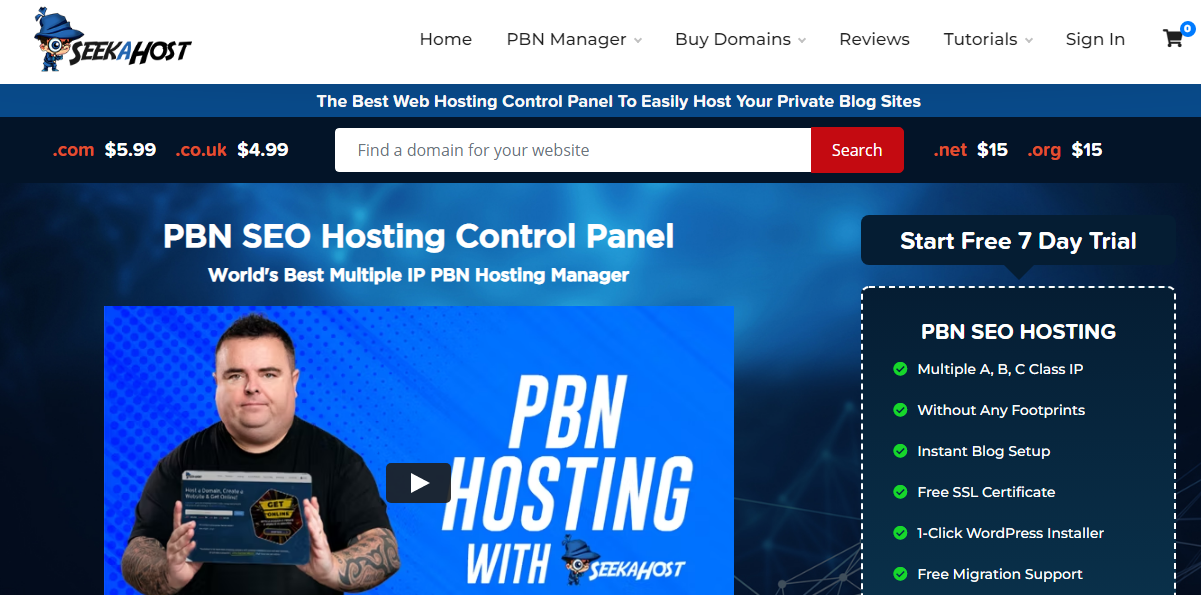 seekahost domain homepage